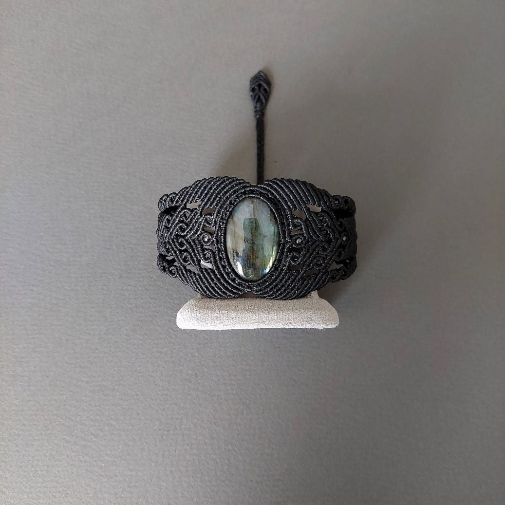 Macramé Bracelet-227BK Labradorite