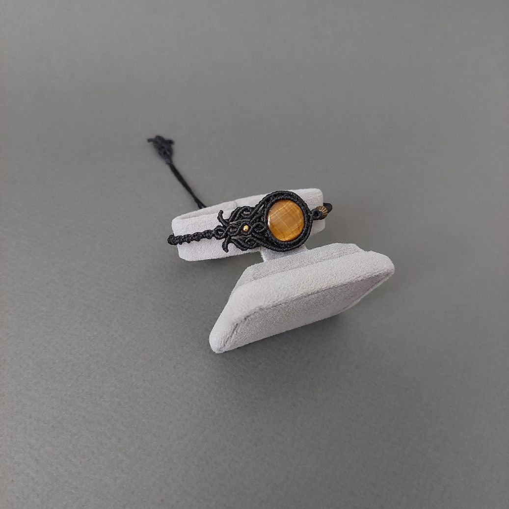 Macramé Bracelet-243BK Tiger's eye