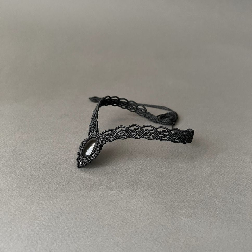 Macramé Choker-922BK Onyx