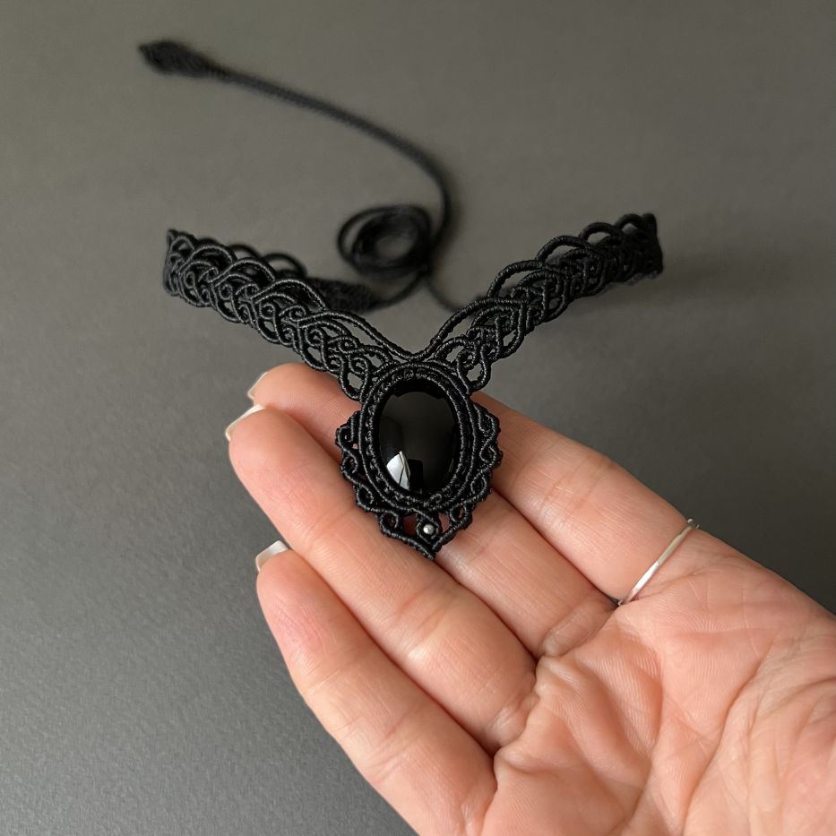 Macramé Choker-922BK Onyx