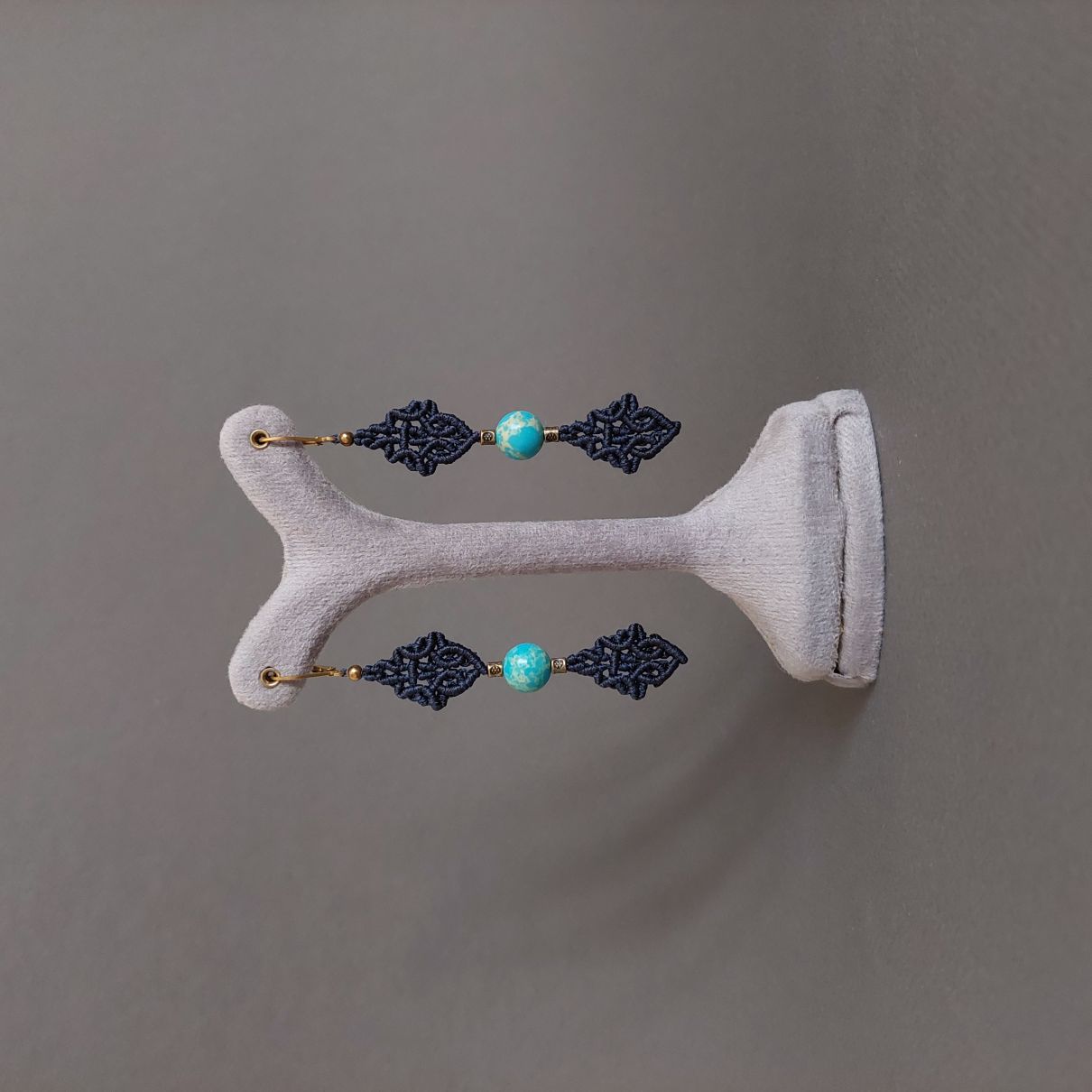 Macramé Earrings-733BK Turquoise