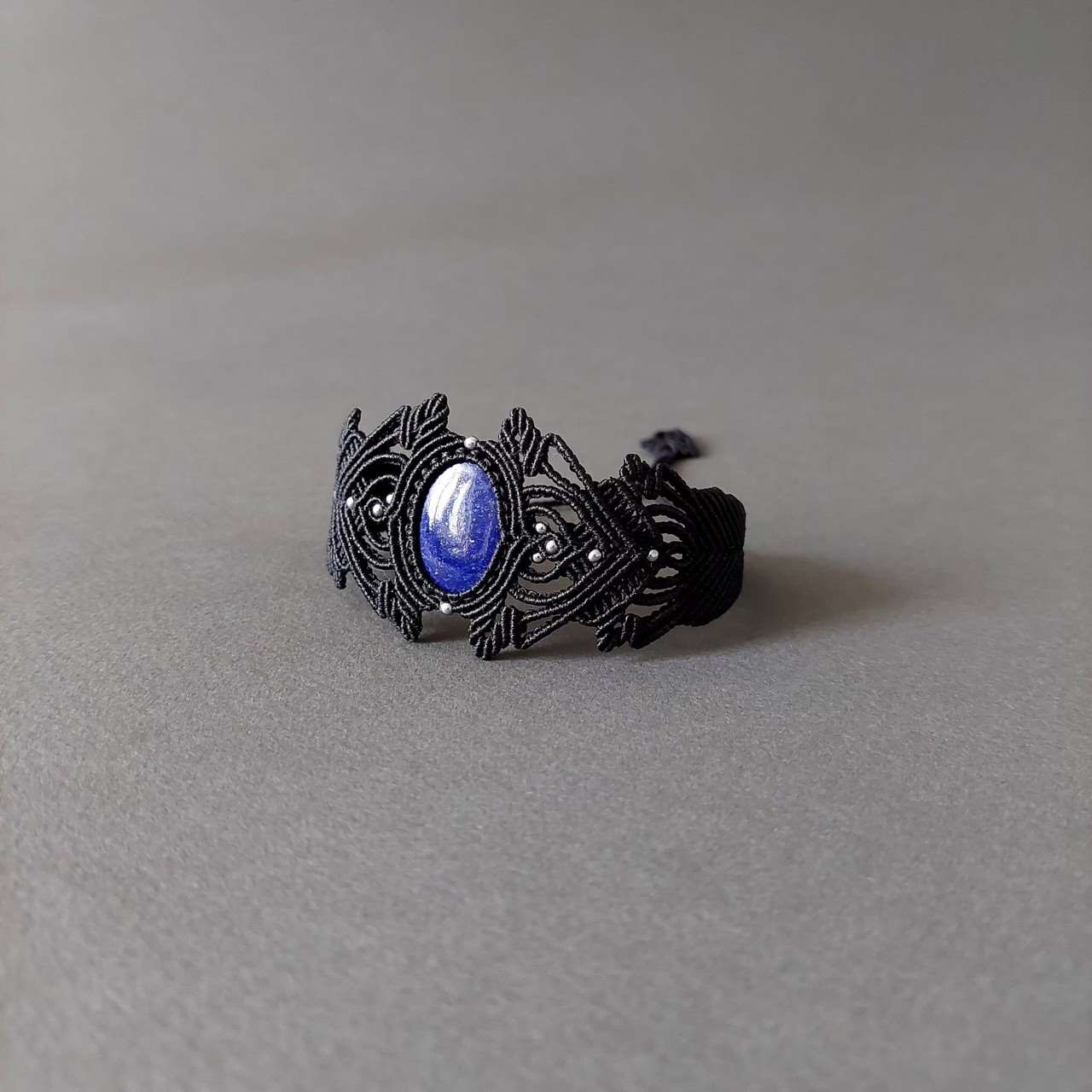Macramé Bracelet-229BK Lapis lazuli