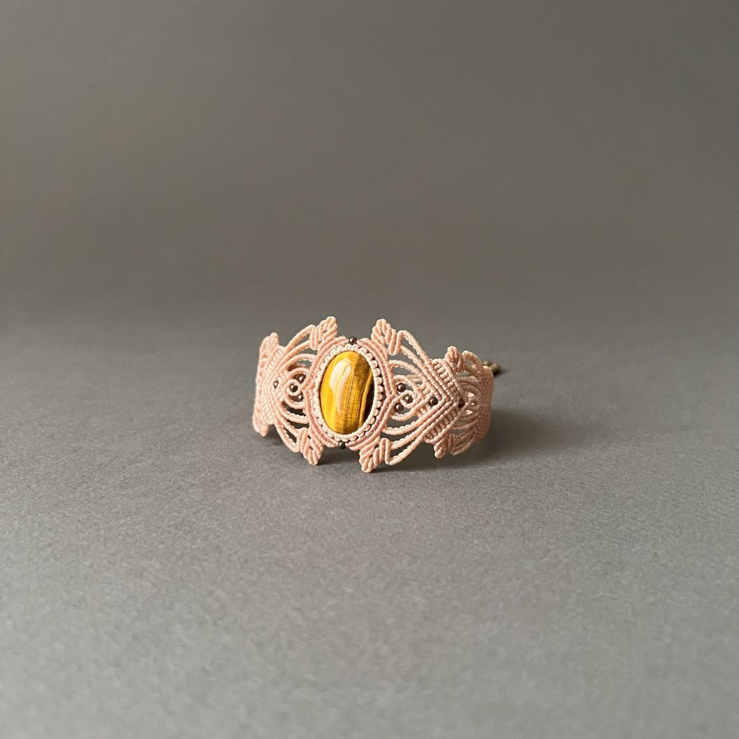 Macramé Bracelet-229BE Tiger's eye