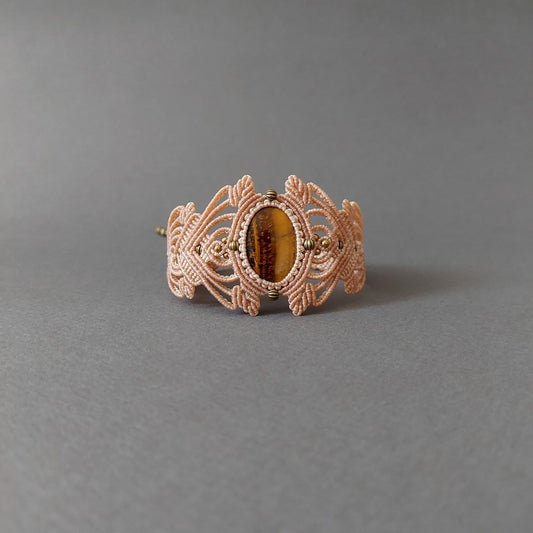 Macramé Bracelet-229BE Tiger's eye
