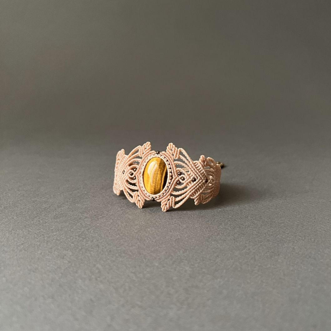 Macramé Bracelet-229BE Tiger's eye