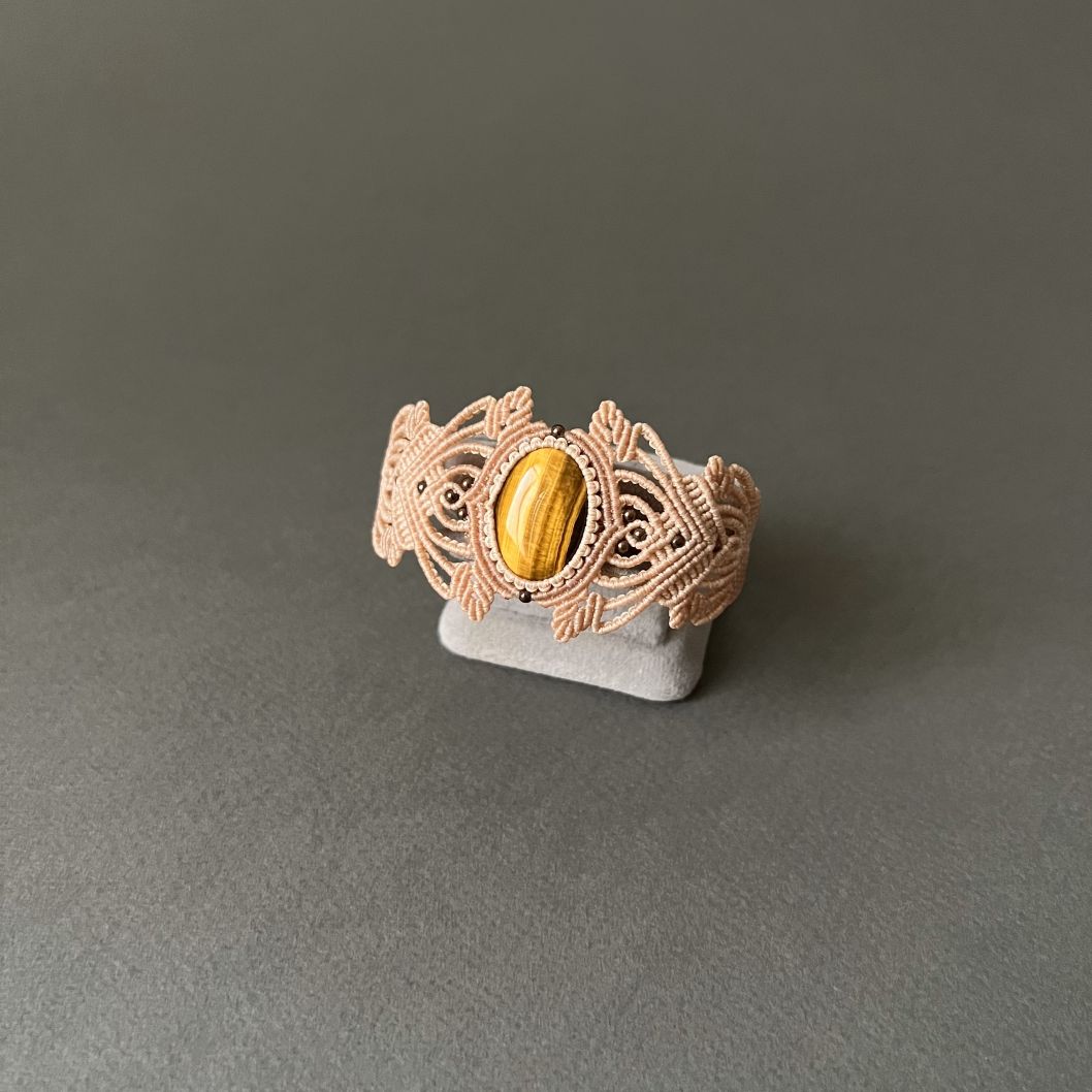 Macramé Bracelet-229BE Tiger's eye