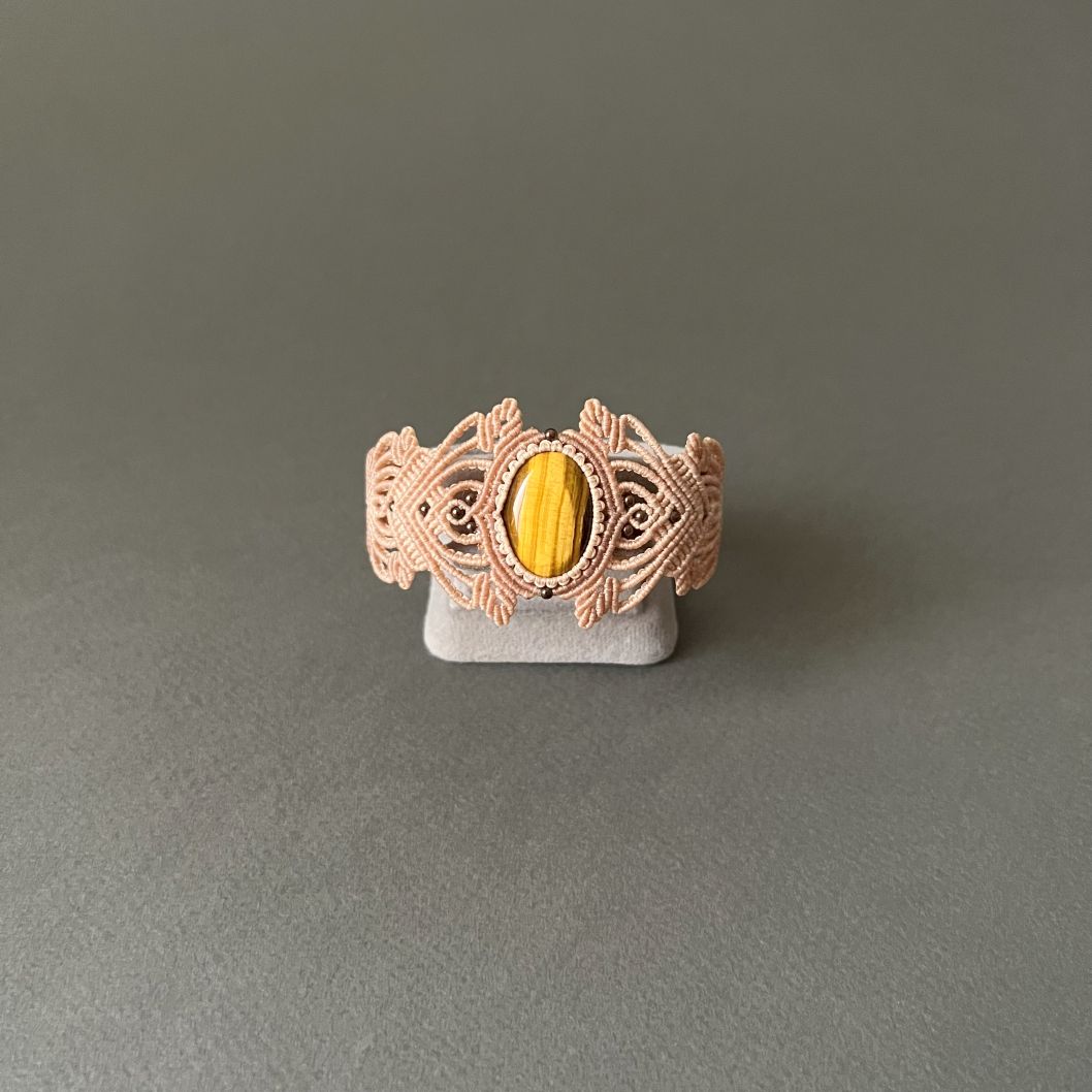 Macramé Bracelet-229BE Tiger's eye