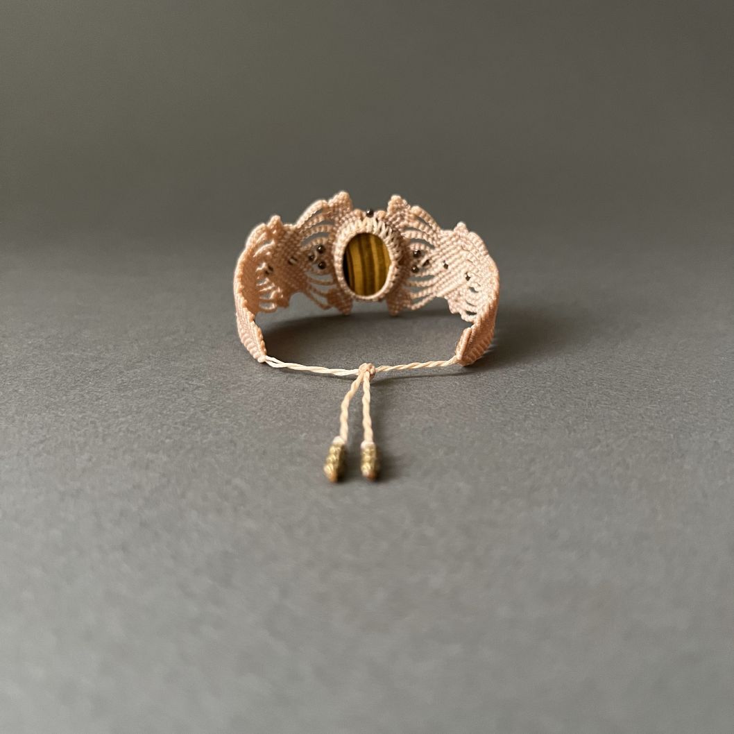 Macramé Bracelet-229BE Tiger's eye