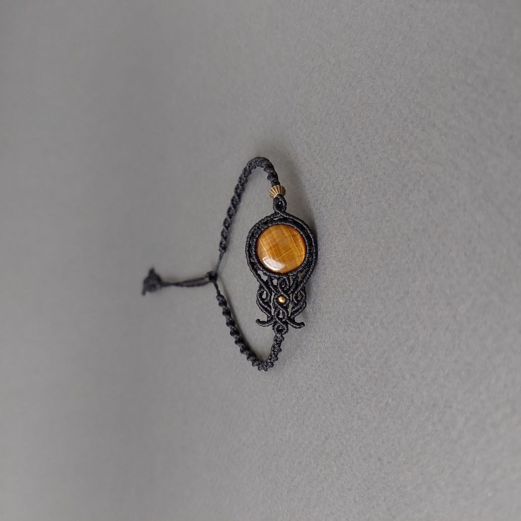 Macramé Bracelet-243BK Tiger's eye