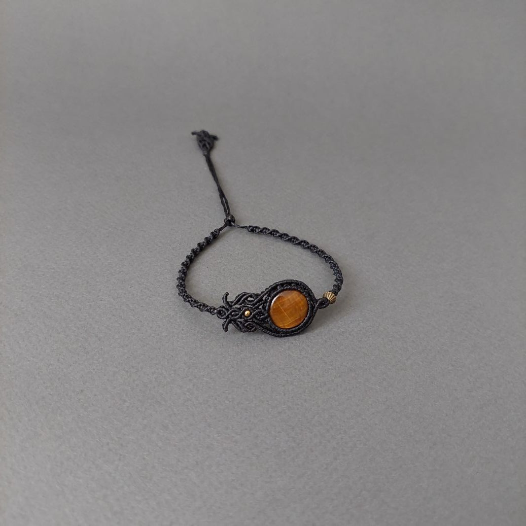 Macramé Bracelet-243BK Tiger's eye