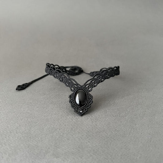 Macramé Choker-922BK Onyx
