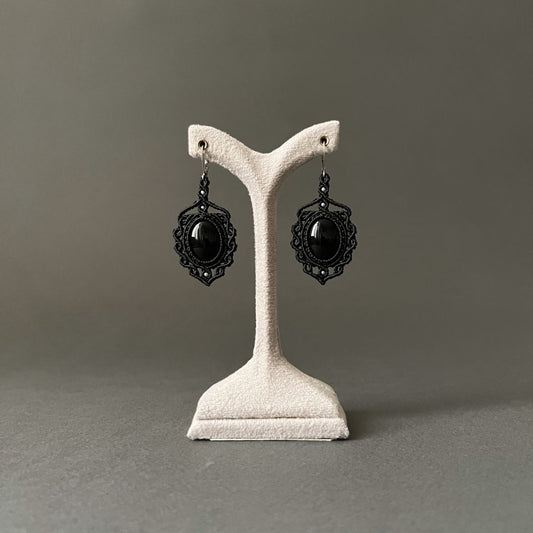 Macramé Earrings-732BK Onyx