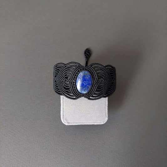 Macramé Bracelet-241BK Lapis lazuli