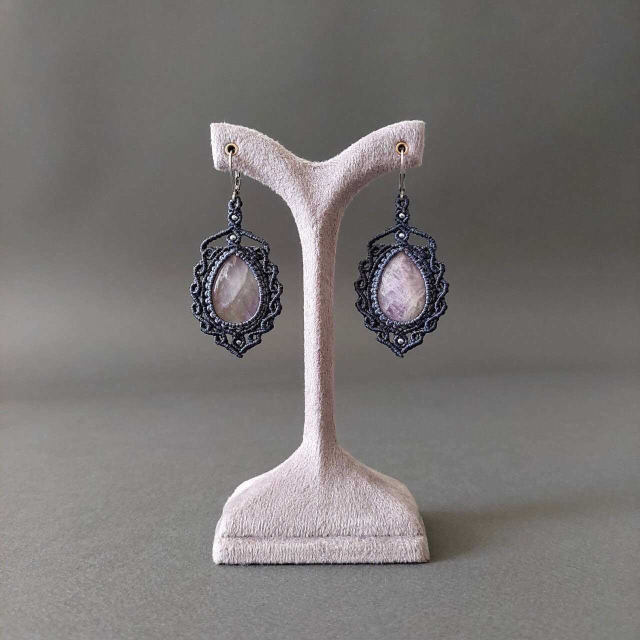 Macramé Earrings-732GY Amethyst